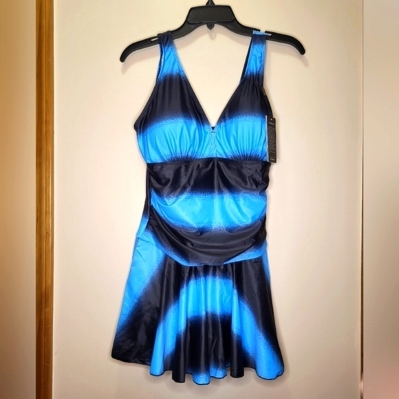 Coskaka NWT One piece swimsuit dress Large control tummy panel comfortable New - Picture 7 of 16
